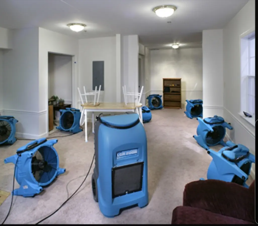Air movers and dehumidifier setup for Water Damage Restoration in Pine Hill
